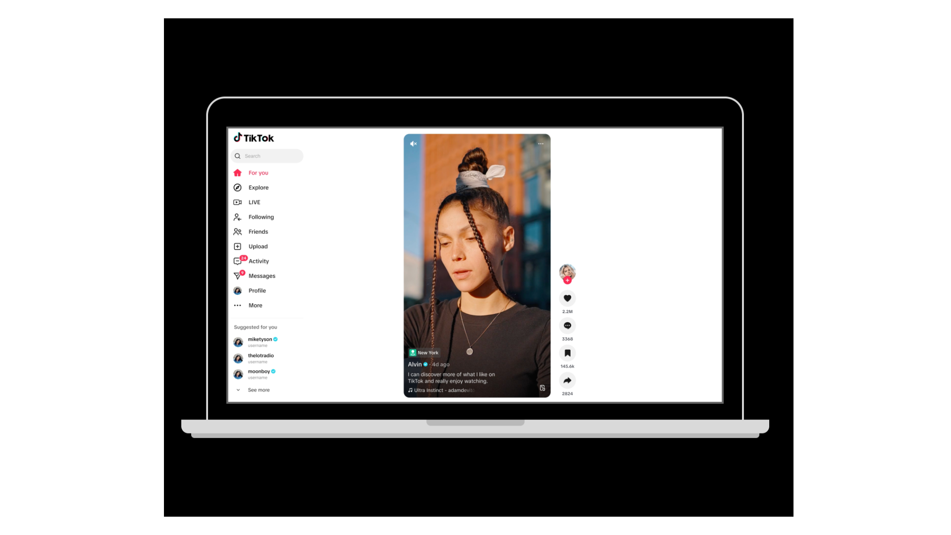 A promotional screenshot of TikTok's updated web design